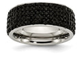 Chisel Stainless Steel Black Crystal 9mm Eternity  Ring