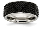 Chisel Stainless Steel Black Crystal 9mm Eternity  Ring