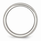 Chisel Stainless Steel Base W/polished Black Ceramic Center Beveled Wedding Band