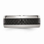 Chisel Stainless Steel And Black Carbon Fiber 8mm Polished Wedding Band