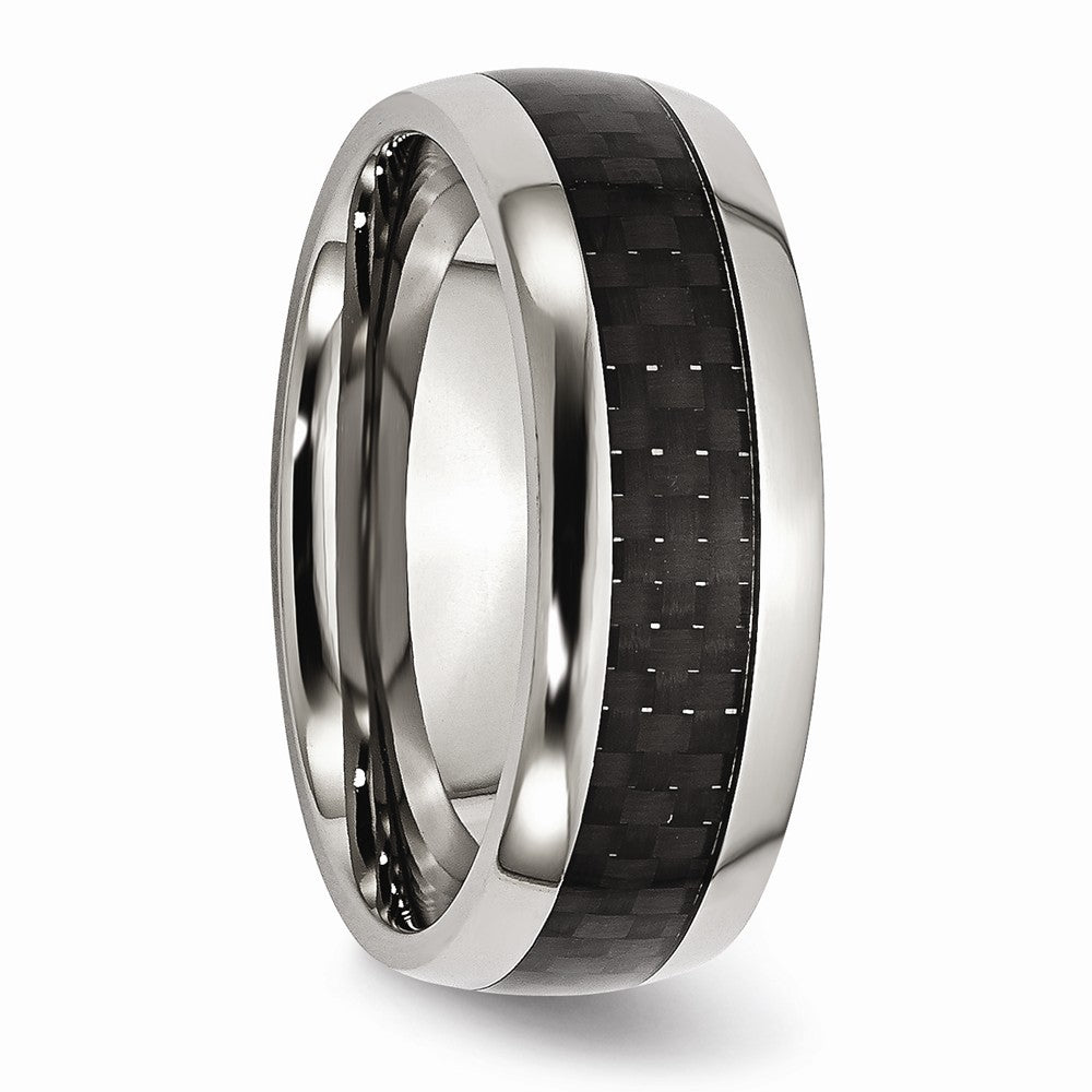 Chisel Stainless Steel And Black Carbon Fiber 8mm Polished Wedding Band
