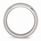Chisel Stainless Steel Base W/polished Black Ceramic Center Beveled Wedding Band