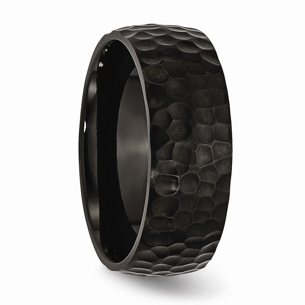 Chisel Stainless Steel Black Ip-plated Hammered 8mm Wedding Band