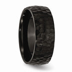 Chisel Stainless Steel Black Ip-plated Hammered 8mm Wedding Band