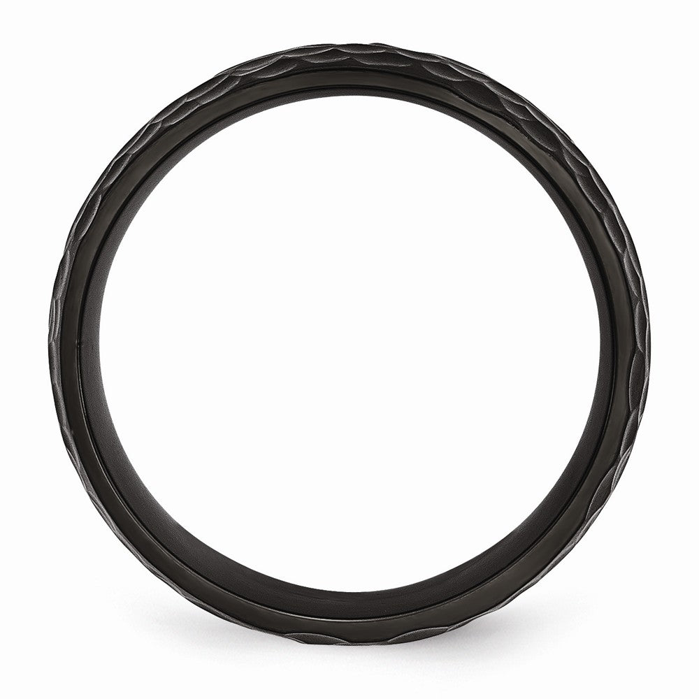 Chisel Stainless Steel Black Ip-plated Hammered 8mm Wedding Band