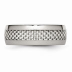 Chisel Stainless Steel And Grey Carbon Fiber 8mm Polished Wedding Band