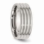 Chisel Stainless Steel Grooved 8mm Polished Wedding Band