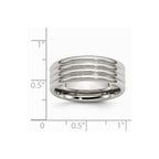 Chisel Stainless Steel Grooved 8mm Polished Wedding Band