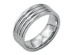 Chisel Stainless Steel Grooved 8mm Polished Wedding Band