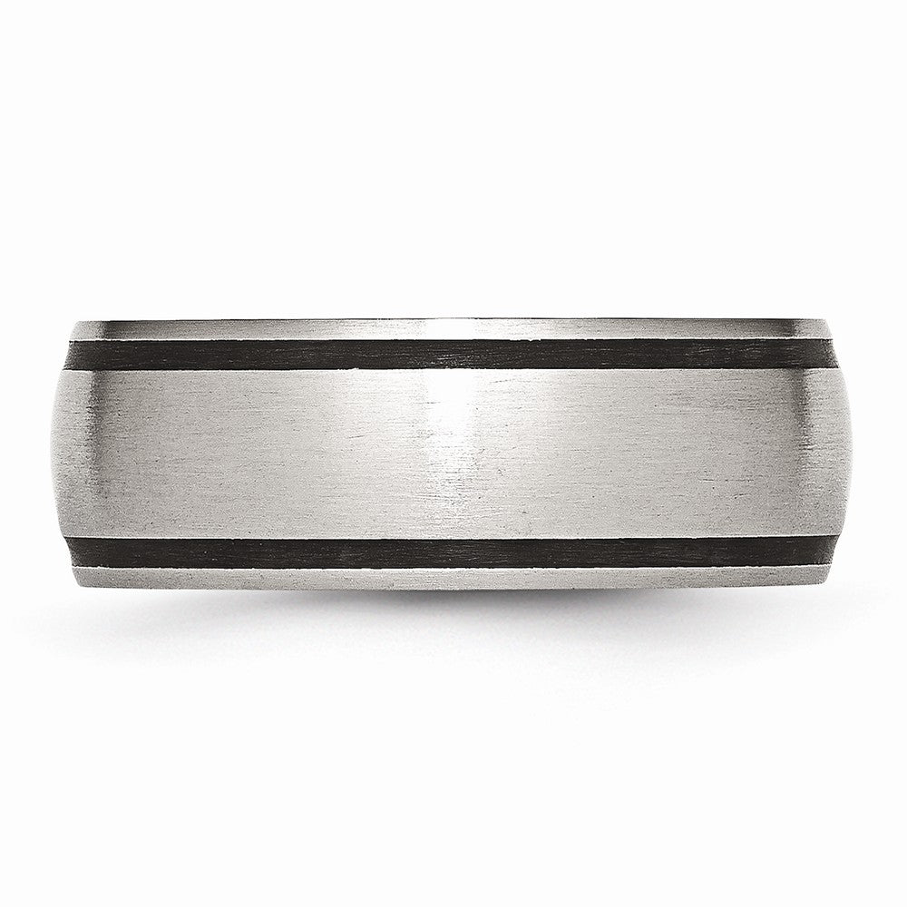 Chisel Stainless Steel Black Rubber 8mm Brushed Wedding Band