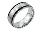 Chisel Stainless Steel Black Rubber 8mm Brushed Wedding Band