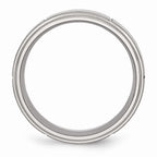 Chisel Stainless Steel Grooved 8mm Brushed/polished Ridged Edge Wedding Band