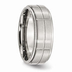 Chisel Stainless Steel Grooved 8mm Brushed/polished Ridged Edge Wedding Band