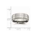 Chisel Stainless Steel Grooved 8mm Brushed/polished Ridged Edge Wedding Band