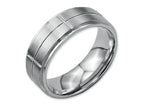 Chisel Stainless Steel Grooved 8mm Brushed/polished Ridged Edge Wedding Band