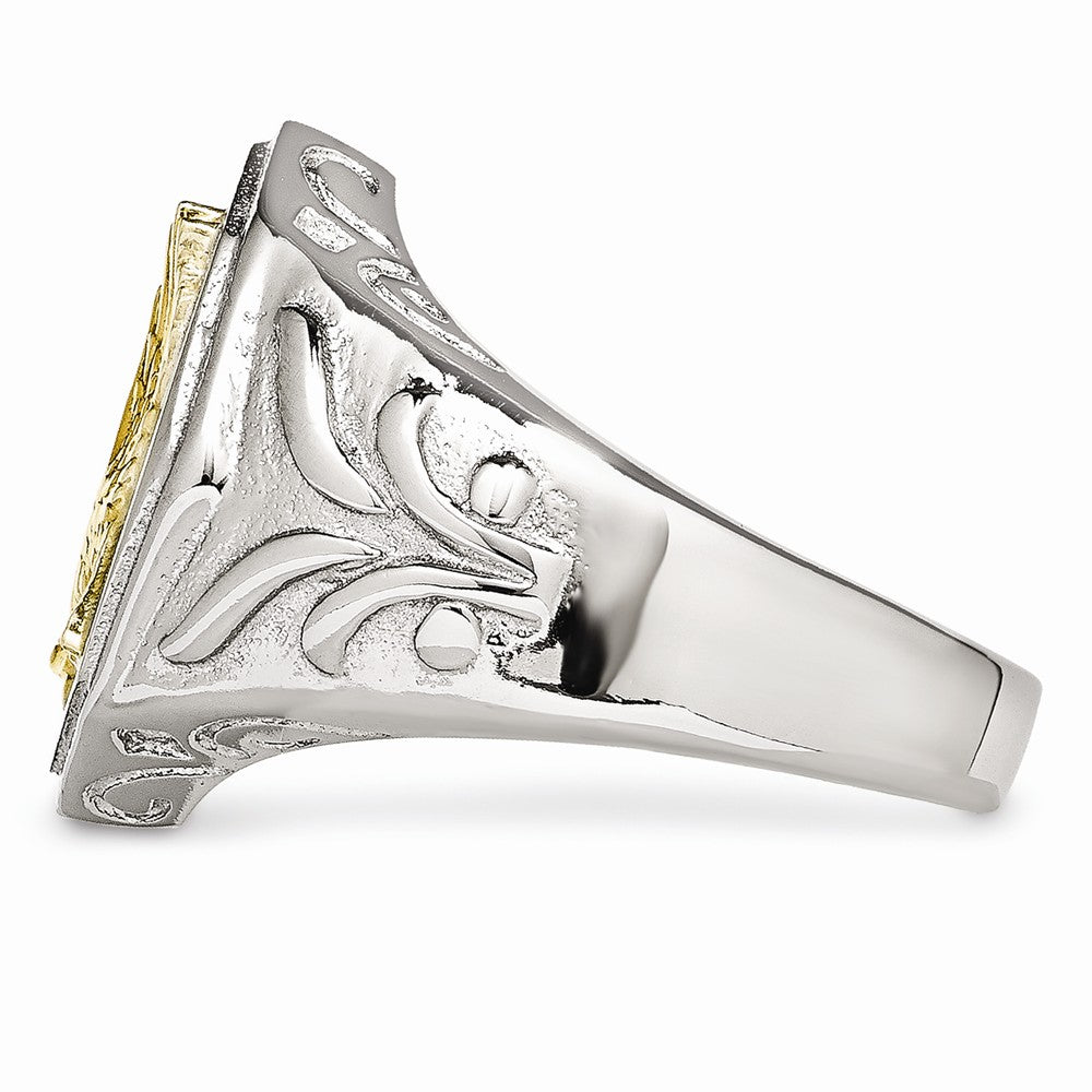 Chisel Stainless Steel Yellow Ip-plated Eagle Polished Ring