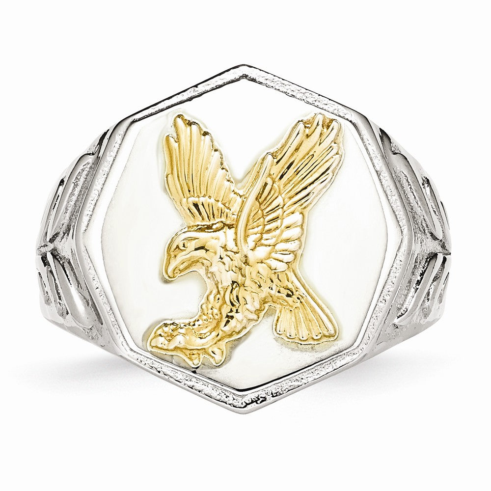 Chisel Stainless Steel Yellow Ip-plated Eagle Polished Ring