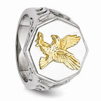 Chisel Stainless Steel Yellow Ip-plated Eagle Polished Ring