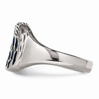 Chisel Stainless Steel Polished Blue Enamel Eagle Ring