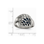 Chisel Stainless Steel Polished Blue Enamel Eagle Ring