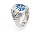 Chisel Stainless Steel Polished Blue Enamel Eagle Ring