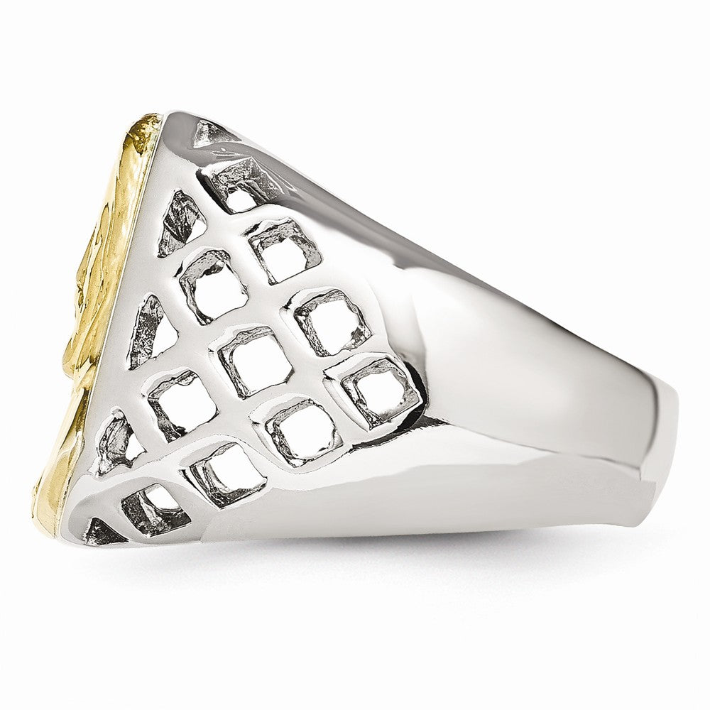 Chisel Stainless Steel Yellow Ip-plated Jesus Polished Ring