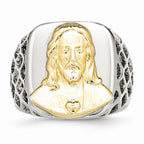 Chisel Stainless Steel Yellow Ip-plated Jesus Polished Ring