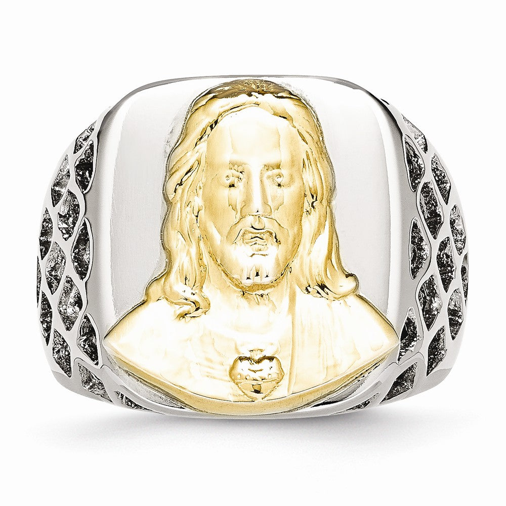 Chisel Stainless Steel Yellow Ip-plated Jesus Polished Ring