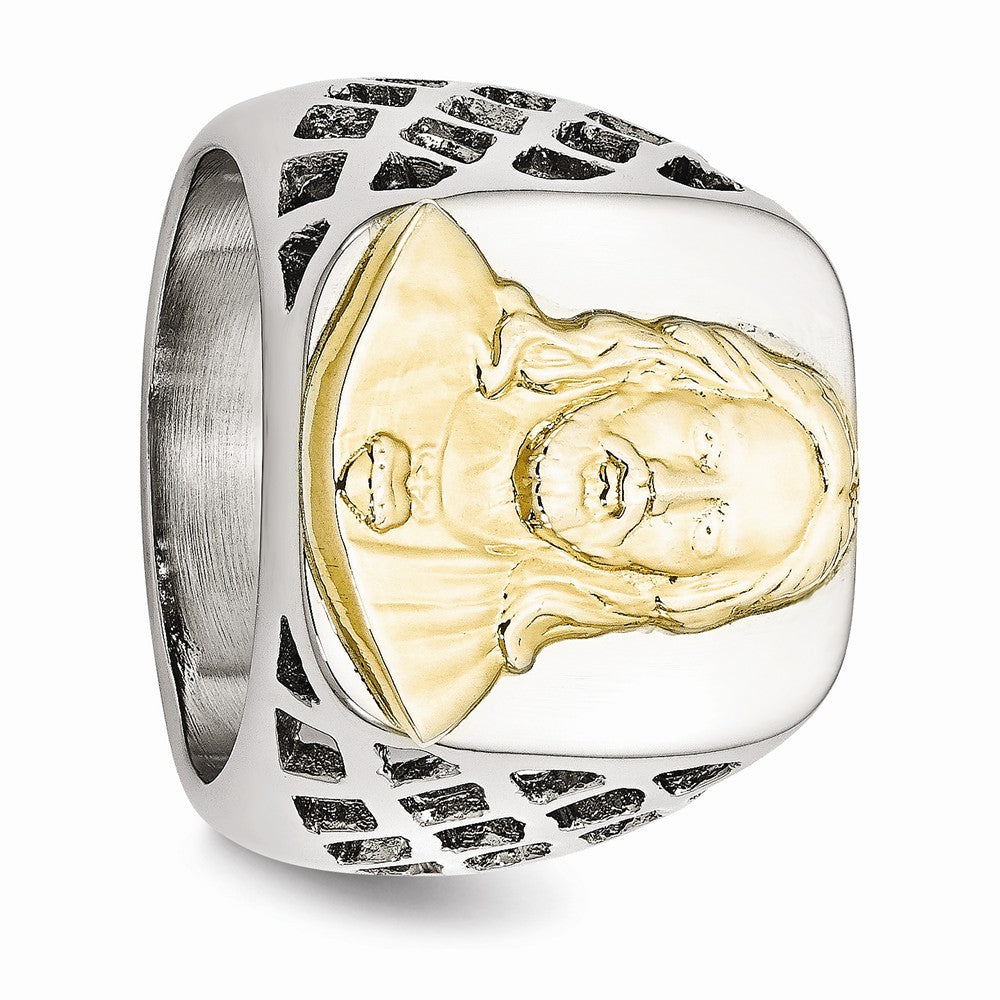 Chisel Stainless Steel Yellow Ip-plated Jesus Polished Ring