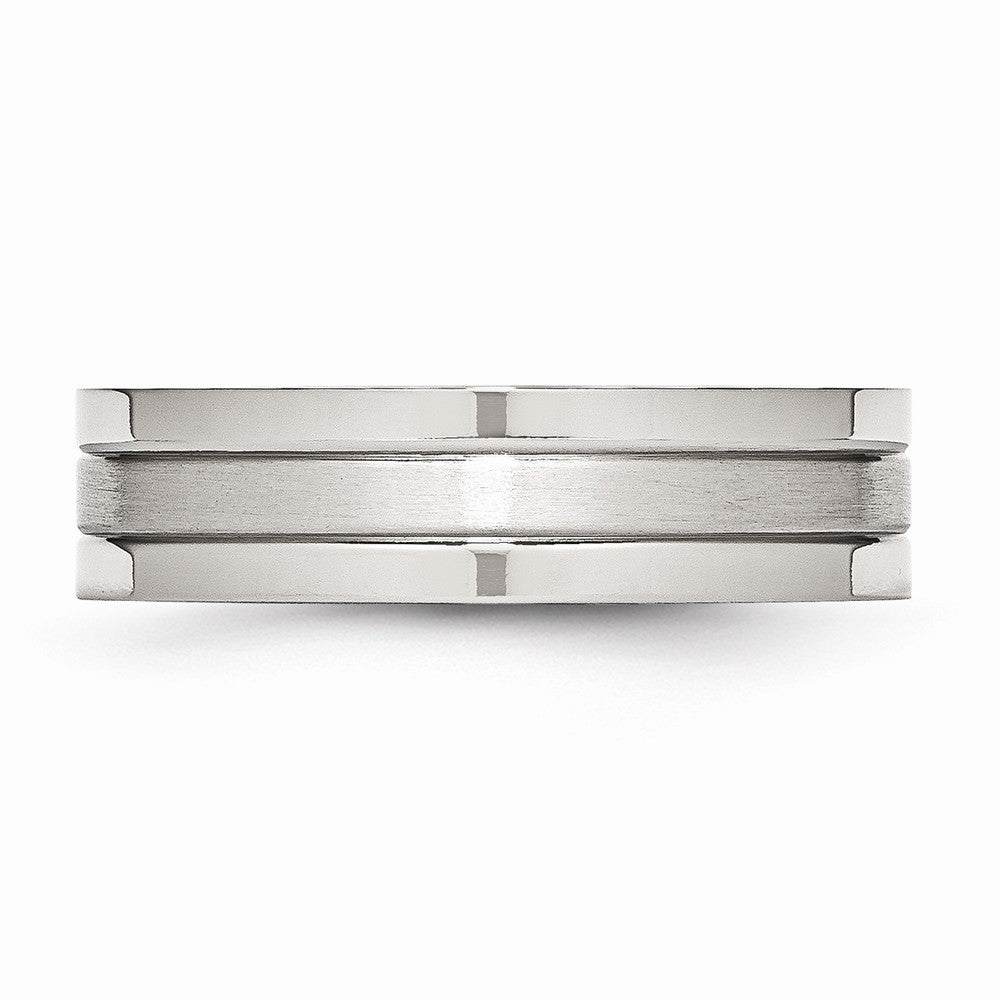 Chisel Stainless Steel Grooved 6mm Satin And Polished Wedding Band