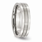 Chisel Stainless Steel Grooved 6mm Satin And Polished Wedding Band