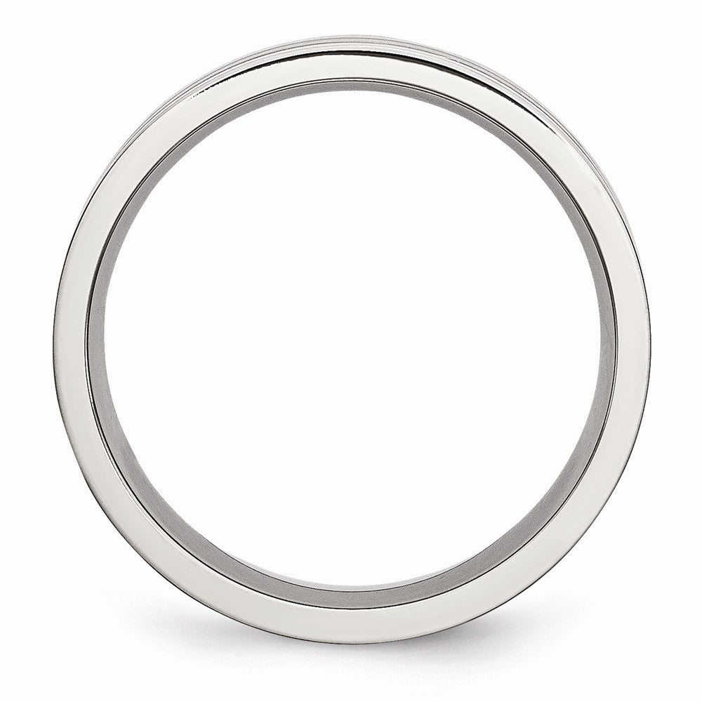 Chisel Stainless Steel Grooved 6mm Satin And Polished Wedding Band