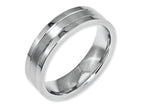 Chisel Stainless Steel Grooved 6mm Satin And Polished Wedding Band