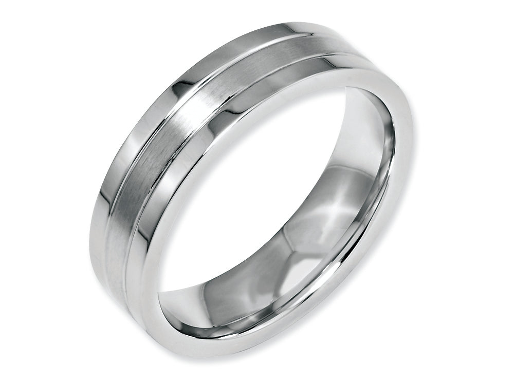 Chisel Stainless Steel Grooved 6mm Satin And Polished Wedding Band
