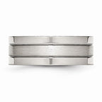 Chisel Stainless Steel Grooved 8mm Satin And Polished Wedding Band