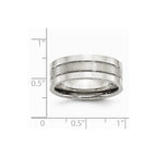 Chisel Stainless Steel Grooved 8mm Satin And Polished Wedding Band