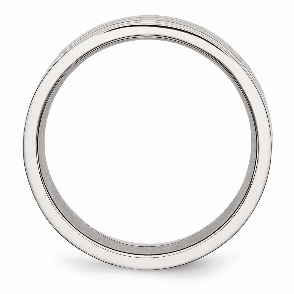 Chisel Stainless Steel Grooved 8mm Satin And Polished Wedding Band