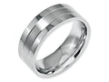 Chisel Stainless Steel Grooved 8mm Satin And Polished Wedding Band