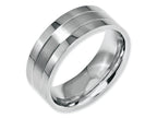 Chisel Stainless Steel Grooved 8mm Satin And Polished Wedding Band