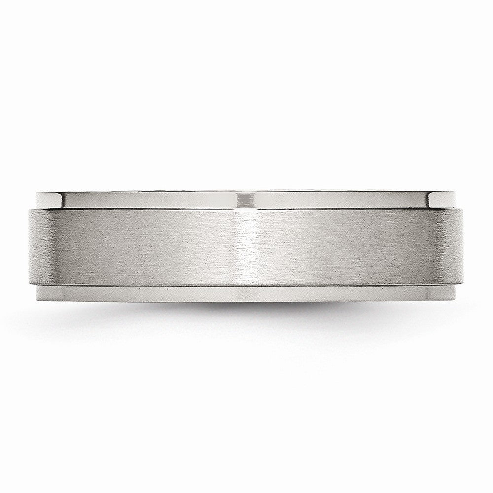 Chisel Stainless Steel Ridged Edge 6mm Brushed And Polished Wedding Band