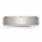 Chisel Stainless Steel Ridged Edge 6mm Brushed And Polished Wedding Band