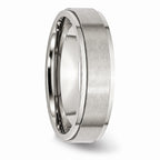 Chisel Stainless Steel Ridged Edge 6mm Brushed And Polished Wedding Band