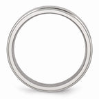 Chisel Stainless Steel Ridged Edge 6mm Brushed And Polished Wedding Band