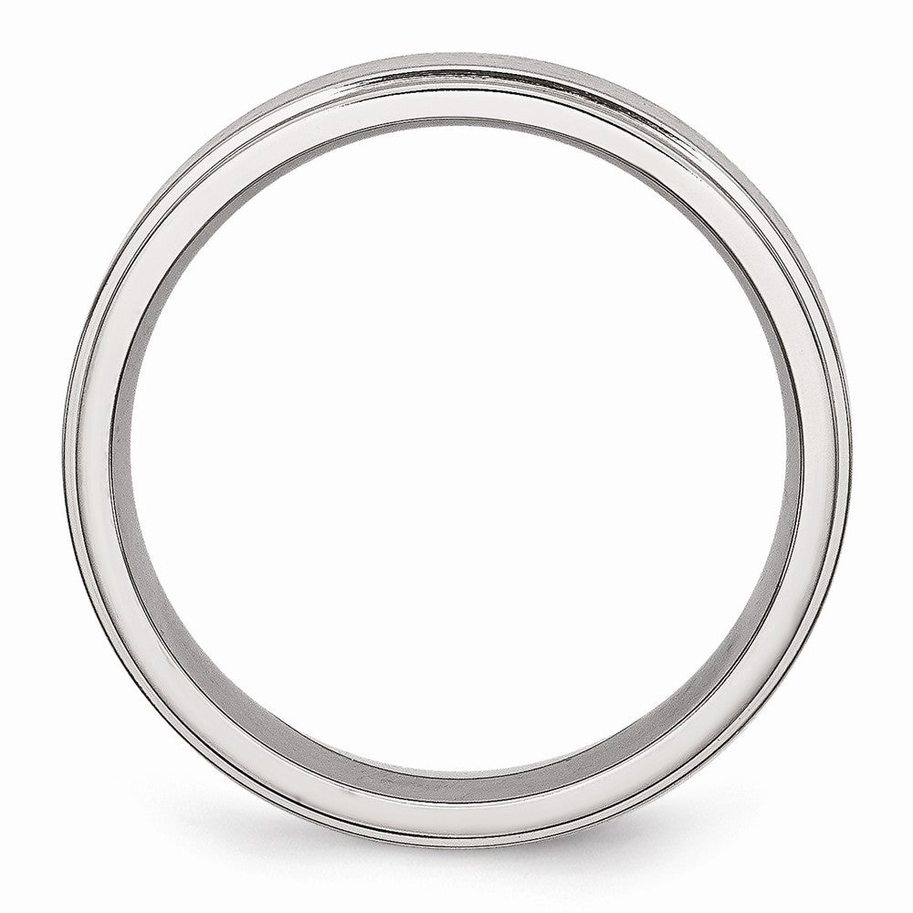 Chisel Stainless Steel Ridged Edge 6mm Brushed And Polished Wedding Band