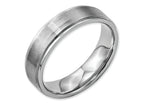 Chisel Stainless Steel Ridged Edge 6mm Brushed And Polished Wedding Band