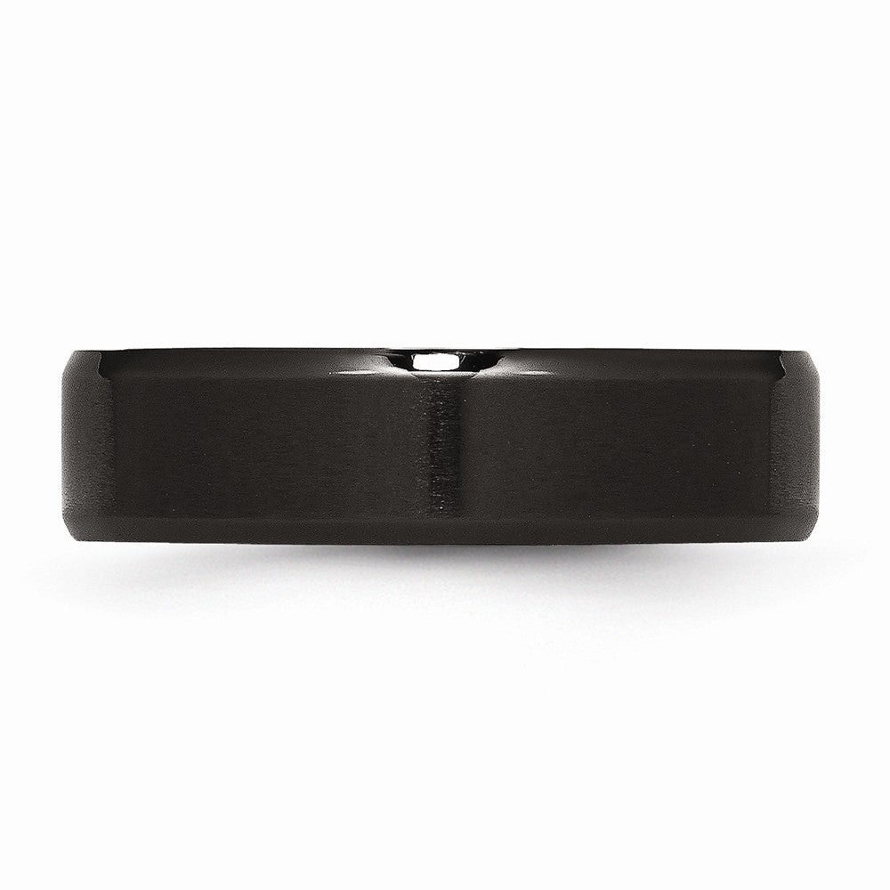 Chisel Stainless Steel 6mm Black Ip-plated Brushed/polished Beveled Edge Wedding Band