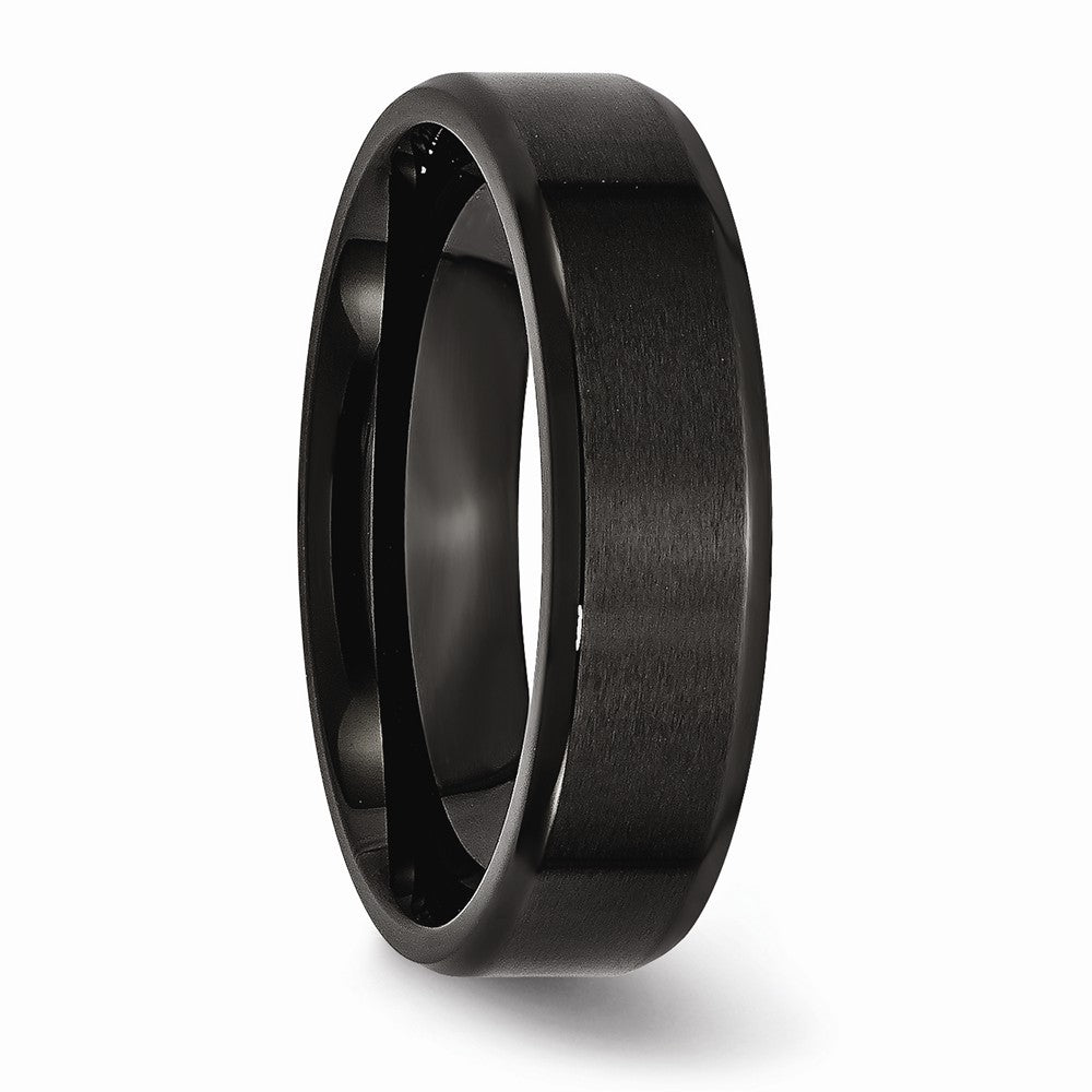Chisel Stainless Steel 6mm Black Ip-plated Brushed/polished Beveled Edge Wedding Band