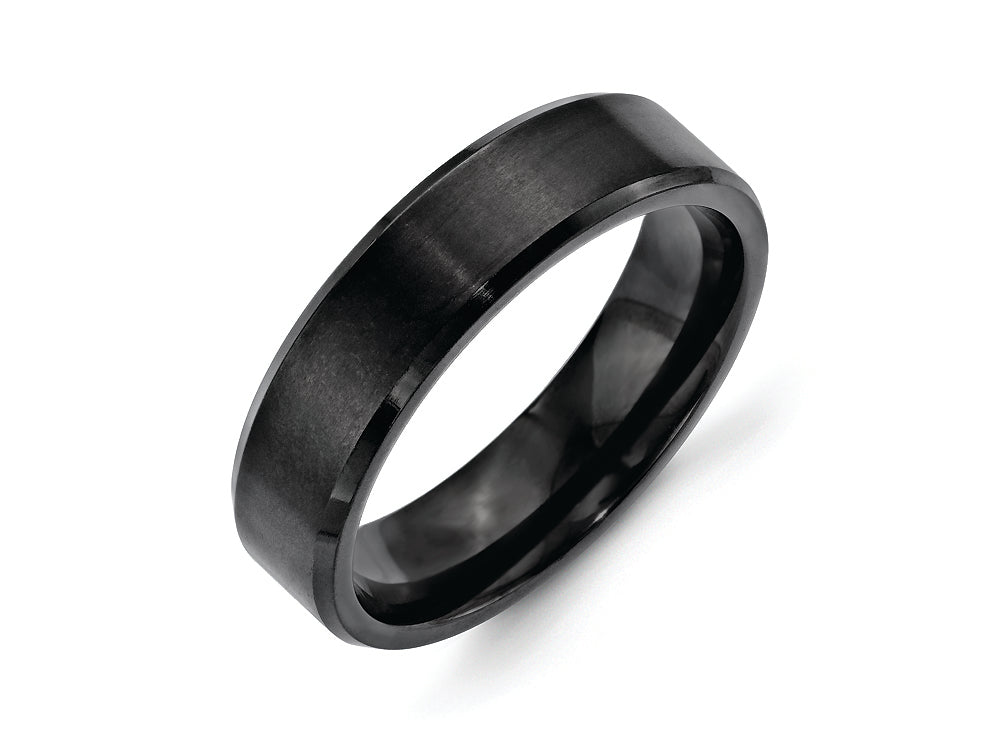 Chisel Stainless Steel 6mm Black Ip-plated Brushed/polished Beveled Edge Wedding Band