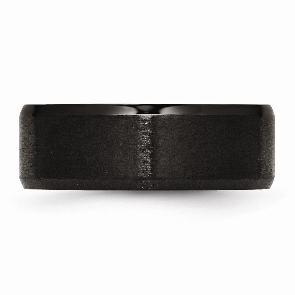 Chisel Stainless Steel 8mm Black Ip-plated Brushed/polished Beveled Edge Wedding Band