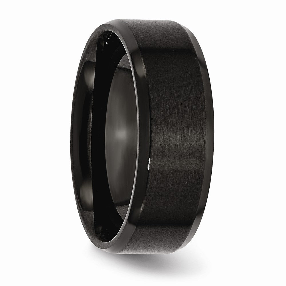 Chisel Stainless Steel 8mm Black Ip-plated Brushed/polished Beveled Edge Wedding Band